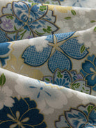 100% cotton Yuzen sakura floral print fabric texture detail of OROMEN Shirt