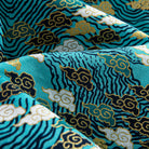 100% cotton fabric texture with hand-painted Auspicious Clouds Ukiyo-e print
