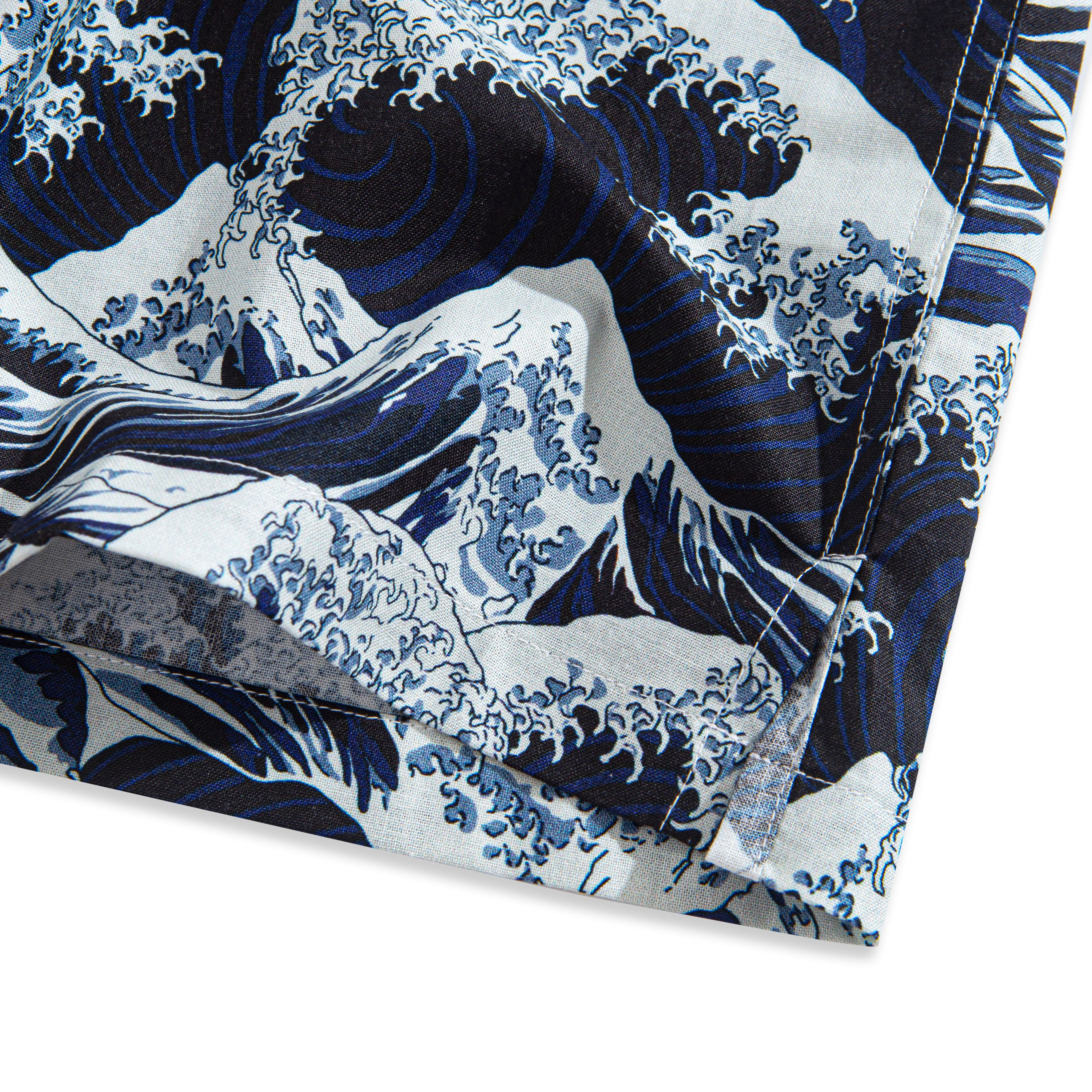 100% cotton fabric with hand-painted Great Wave off Kanagawa print