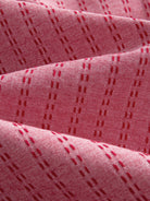 100% cotton washed coral sashiko stripe fabric texture detail of OROMEN Shirt
