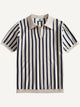 Stripe Knit Open-Collar Polo