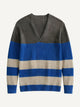 Color-Block Striped V-Neck Sweater