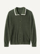 Contrast Trim Polo Collar Knit Cardigan