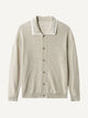 Oatmeal Layered-Collar Cardigan Sweater