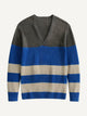 Color-Block Striped V-Neck Sweater