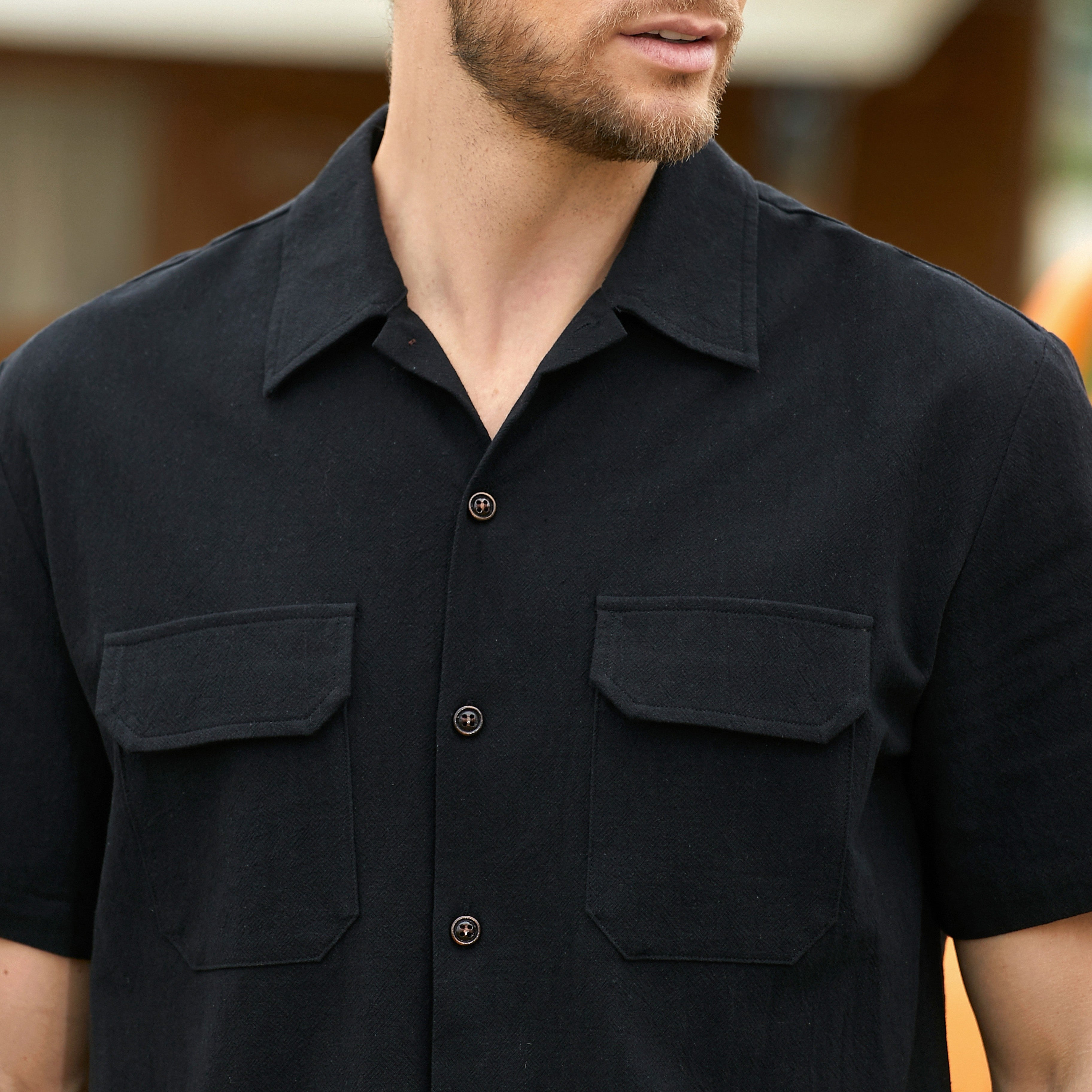 A Rugged Classic Shirt Model Shot – 100% Cotton Camp Collar