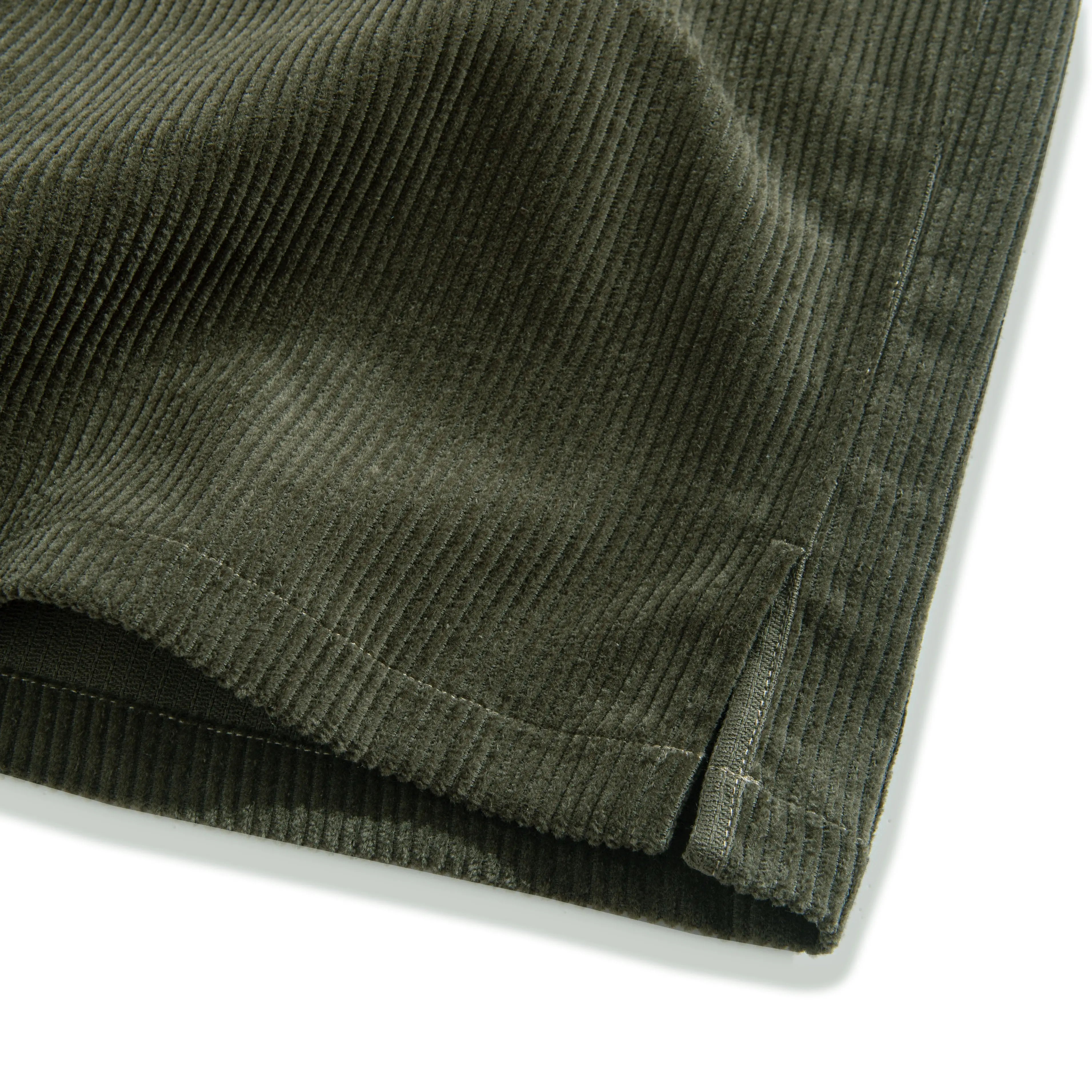 Army Green Utility Corduroy Shirt – Side Vent Detail