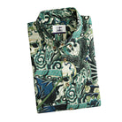 Back View of Model in Geisha Skull Snake All-Over Print Shirt