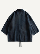 Back flat lay of OROMEN textured tie-front kimono cardigan