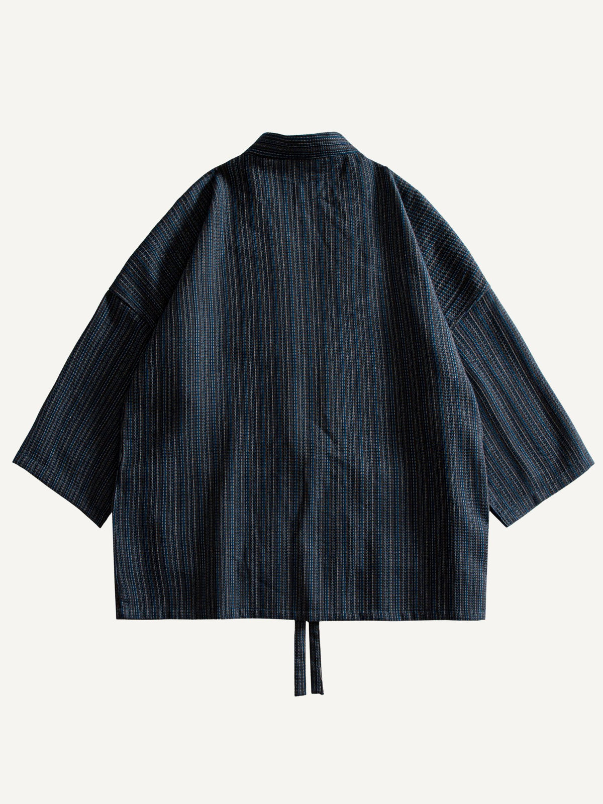 Back flat lay of OROMEN textured tie-front kimono cardigan
