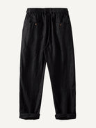 Back flat lay view of OROMEN Crosshatch Weave Drawstring Trousers