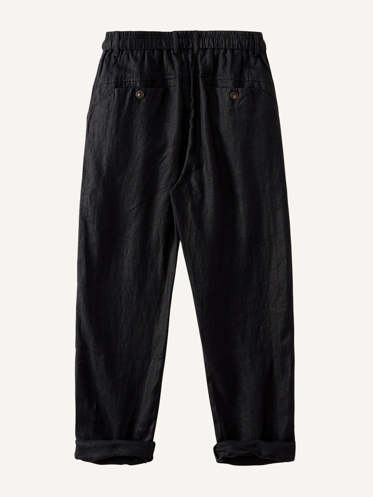 Back flat lay view of OROMEN Crosshatch Weave Drawstring Trousers