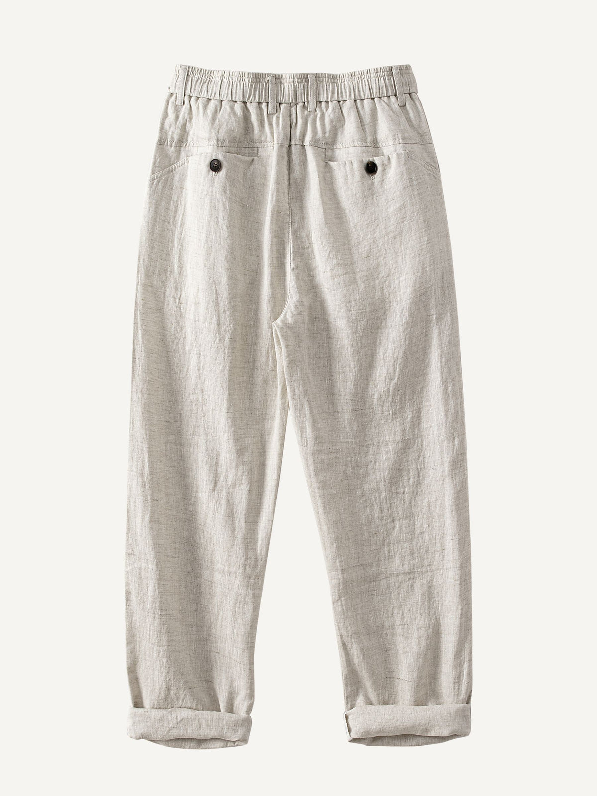 Back flat lay view of OROMEN Crosshatch Weave Relaxed Trousers