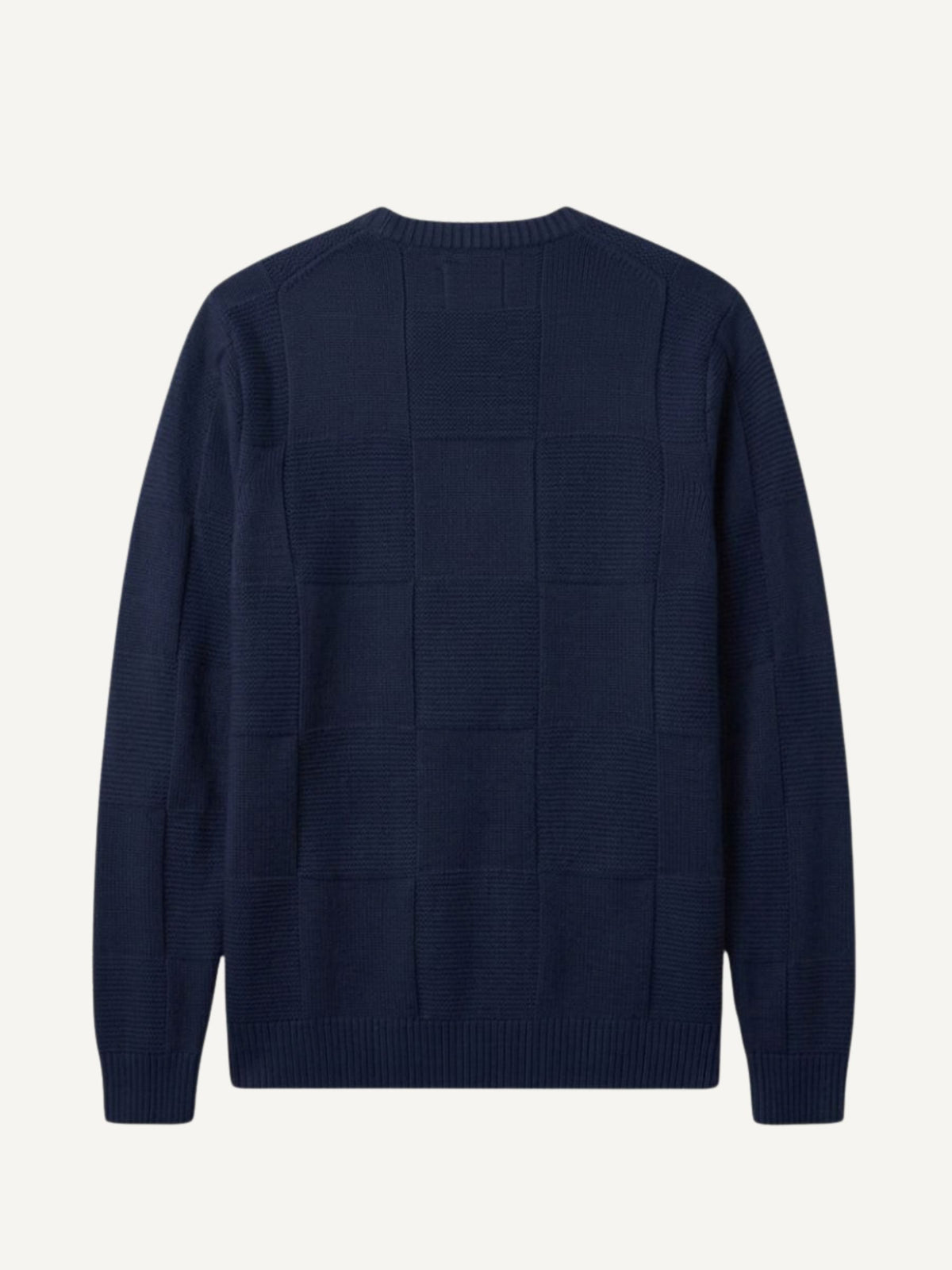 Back flat lay view of OROMEN Grid Texture Knitted Sweater
