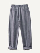 Back flat lay view of OROMEN Pleated Relaxed Fit Linen Trousers