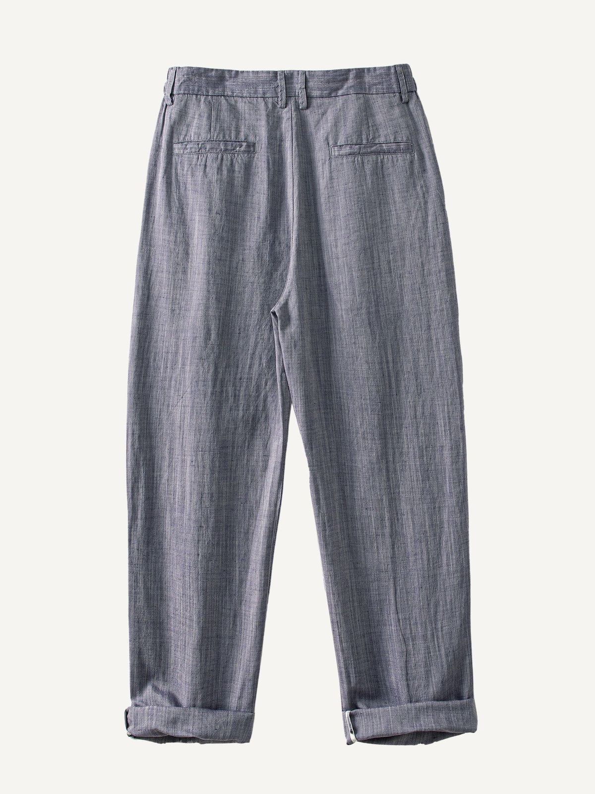 Back flat lay view of OROMEN Pleated Relaxed Fit Linen Trousers