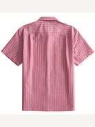Back flat lay view with vertical sashiko stripes and box pleat of OROMEN Sashiko Coral Cotton Shirt