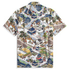 Back view of Courtyard Culture shirt showing continuous Chinese scroll pattern