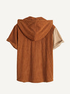Back view of OROMEN Canyon Corduroy Hooded Shirt showing hood