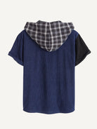 Back view of OROMEN Lodge Corduroy Hooded Shirt showing hood