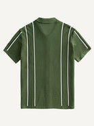 Back view of OROMEN Marcel Striped Knit Polo