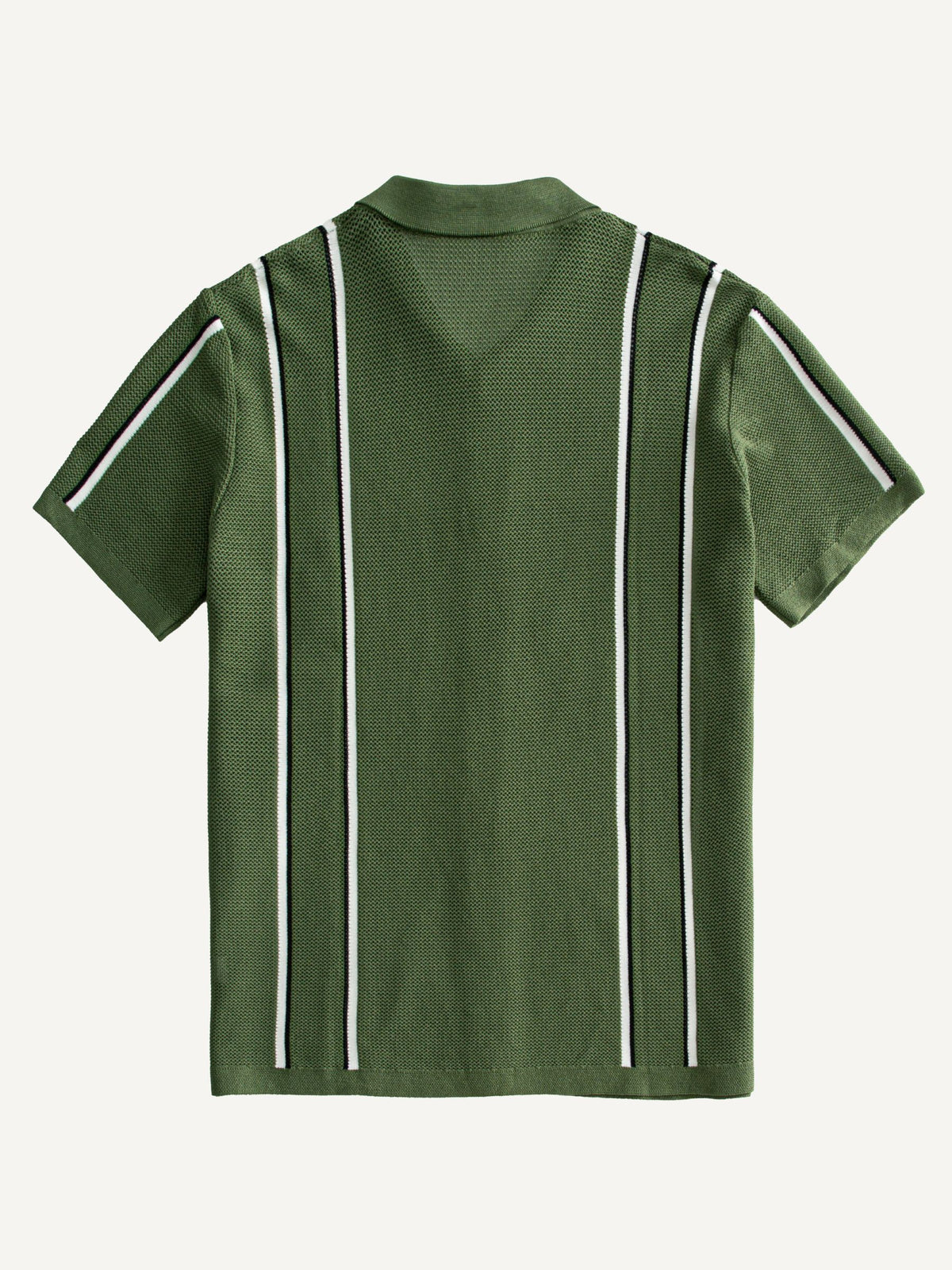 Back view of OROMEN Marcel Striped Knit Polo