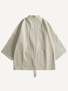 Back view of OROMEN Vintage-Style Kimono Cardigan Jacket in beige