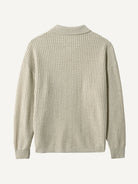 Back view of OROMEN beige Ribbed Button-Down Sweater Cardigan