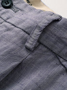 Belt loop detail on OROMEN Pleated Relaxed Fit Linen Trousers