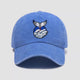 Blue Japanese whale wave embroidered dad hat with adjustable strap and curved brim