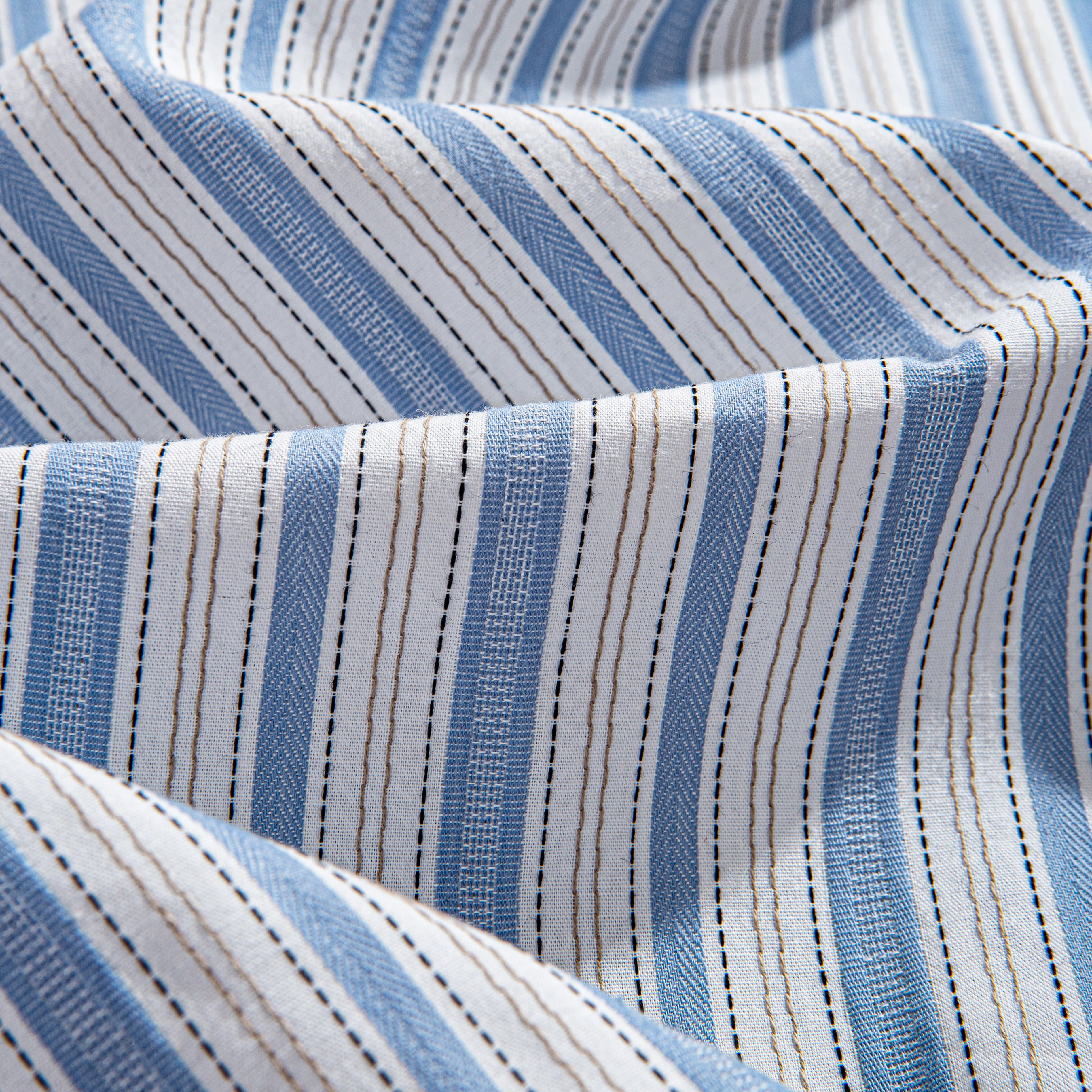 (売約済)SINGLEOUT/BACK RIBBON STRIPE SHIRTS OROMEN | Blue Ribbon Striped Shirt | 100% Cotton Woven Texture