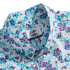 Button-Down Collar Detail - Sakura Petals Japanese Style Shirt with Natural Coconut Buttons