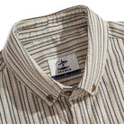 Button-Down Collar Detail on OROMEN 100% Cotton Striped Corduroy Shirt – Natural Coconut Buttons