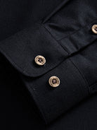 Button cuff detail on OROMEN Ink Wash Cotton-Linen Shirt
