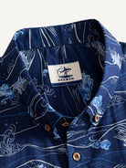 Button-down collar and neckline detail of OROMEN Hokusai Kairin Shirt