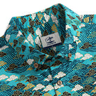 Button-down collar detail of Auspicious Clouds shirt with Japanese cloud print