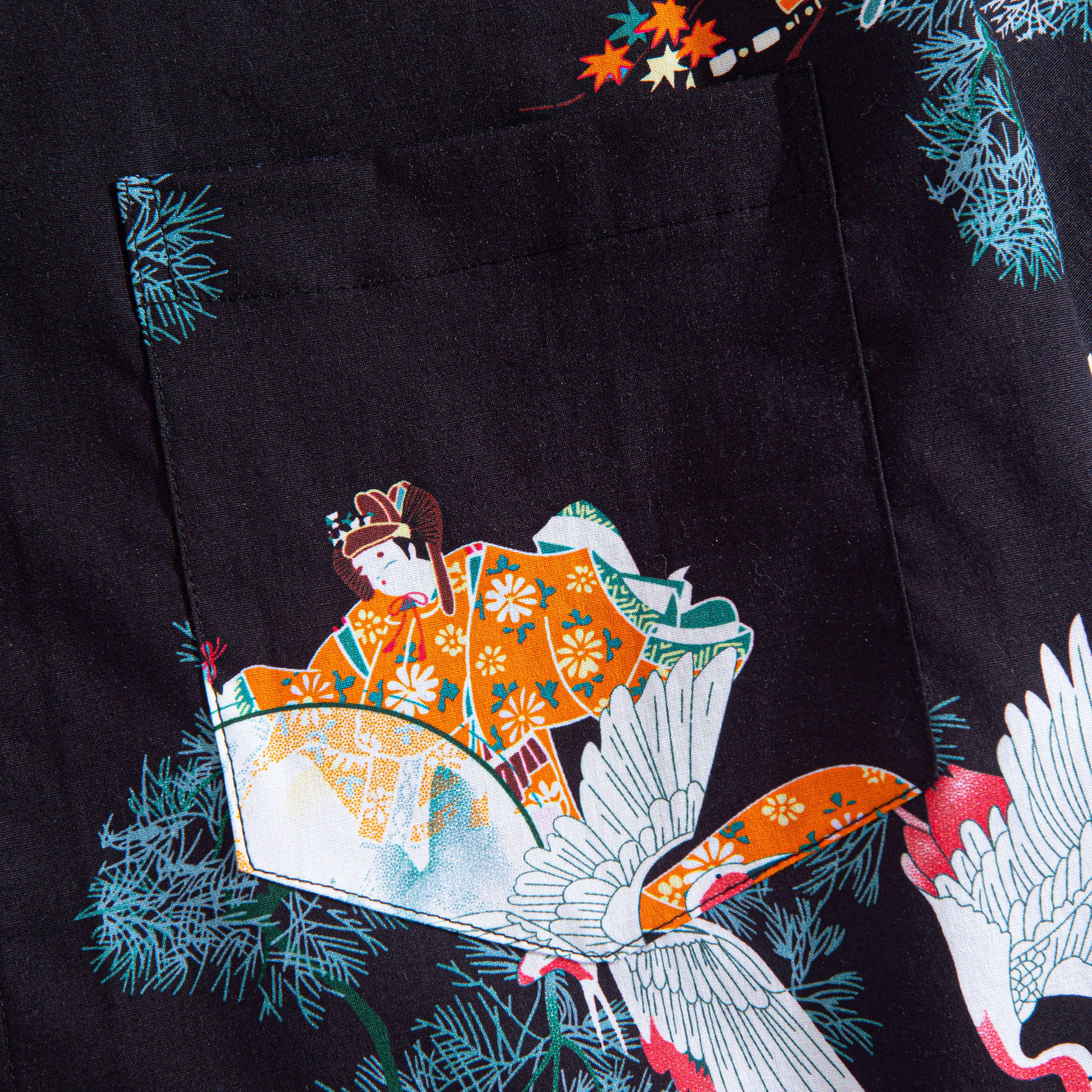 Chest Pocket Detail - Gratitude Of A Thousand Cranes Aloha Shirt Craftsmanship