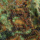 Chest Pocket Detail – OROMEN 70s Vintage Paisley Print – Olive Gold Caramel