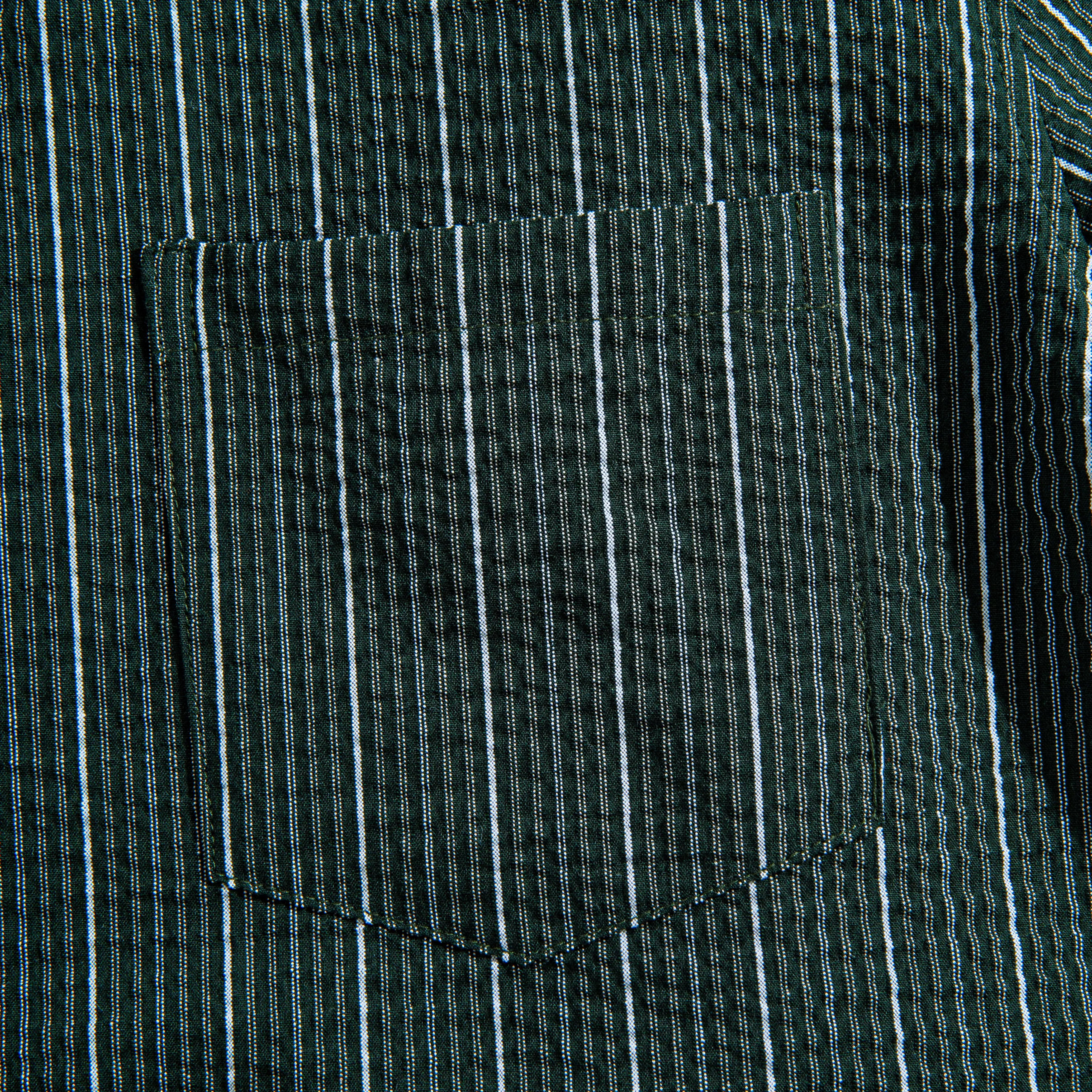 Chest Pocket Detail — OROMEN Seersucker Striped Button-Down