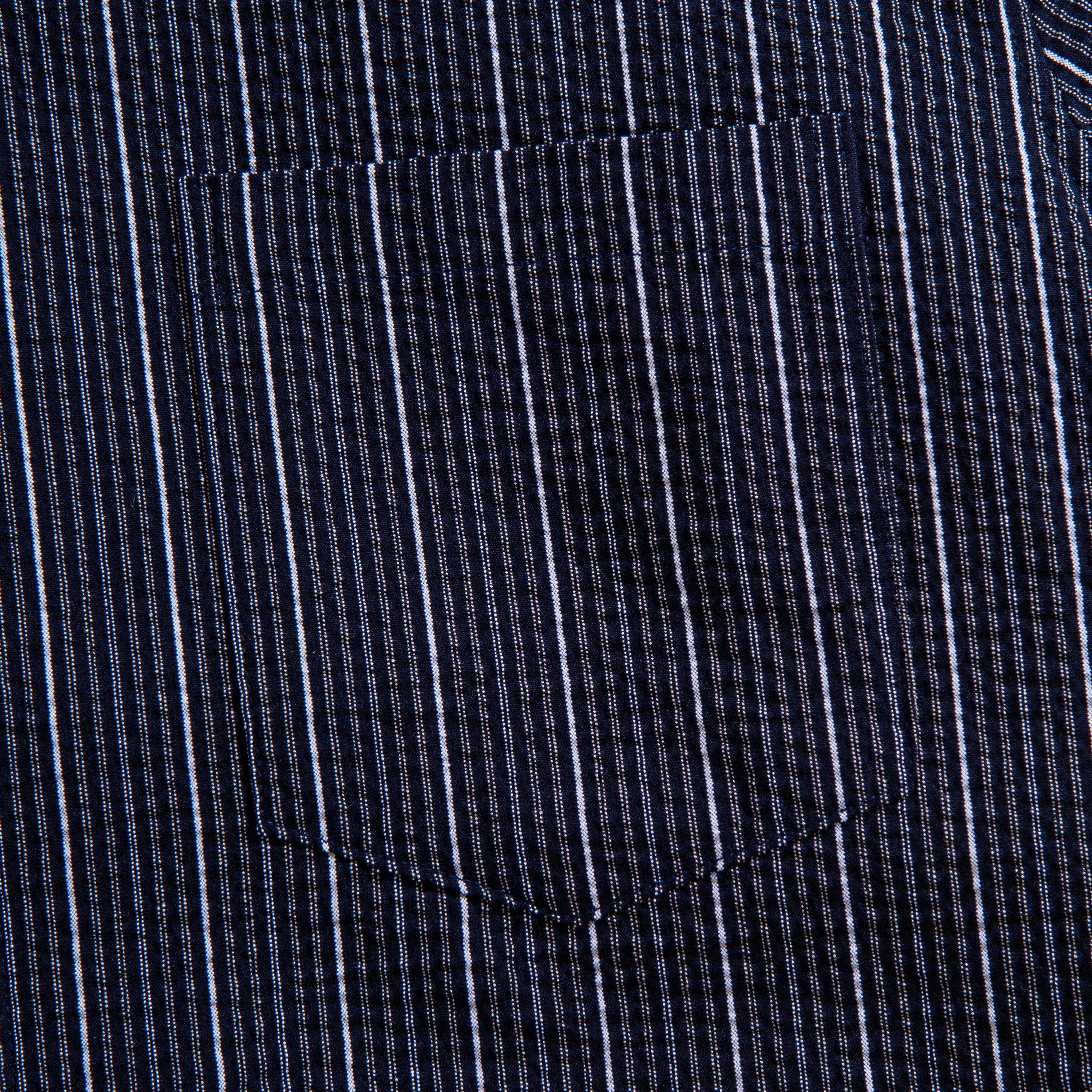 Chest Pocket Detail — OROMEN Seersucker Striped Button-Down