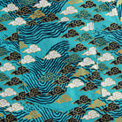 Chest pocket detail with Auspicious Clouds pattern on OROMEN shirt