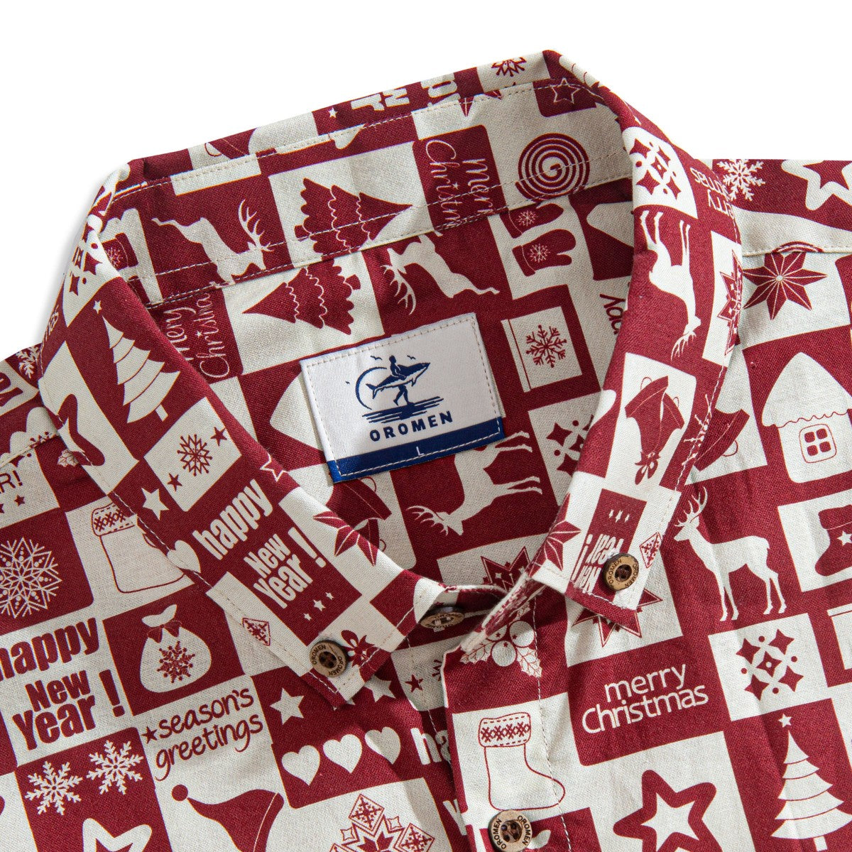 Christmas Jigsaw Puzzle Shirt – Button-Down Collar Detail