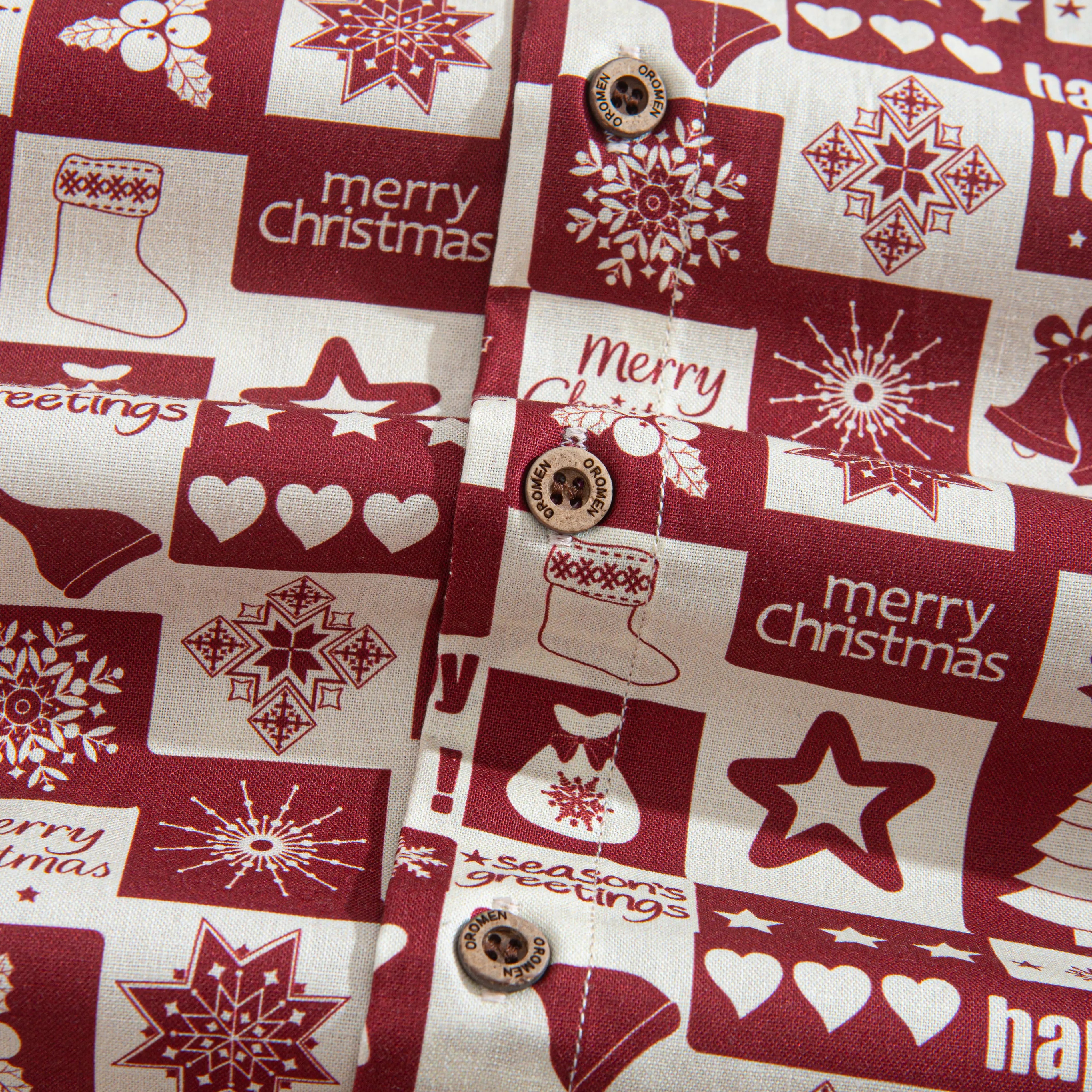 Christmas Jigsaw Puzzle Shirt – Coconut Shell Button Detail