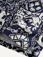 Clean hemline and side vent detail of OROMEN Indigo Katazome Shirt
