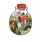 Close-up of Bottle Garden Terrarium Embroidery Pattern Detail on OROMEN T-Shirt
