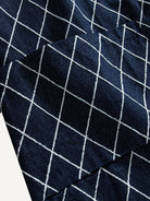 Close-up of front patch pocket with matching diamond grid pattern on Haori Kimono