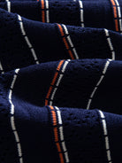 Close-up texture of open-knit jacquard stripe fabric on OROMEN Tally Stripe Open-Knit Shirt