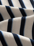 Close-up texture of vertical stripe knit fabric on OROMEN Stripe Knit Open-Collar Polo