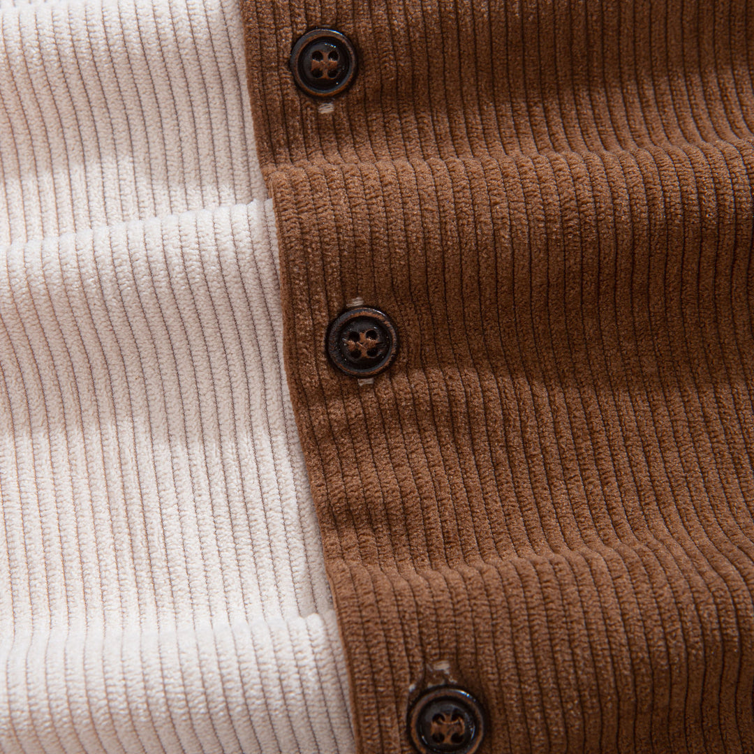 Coffee Brown Colorblock Corduroy