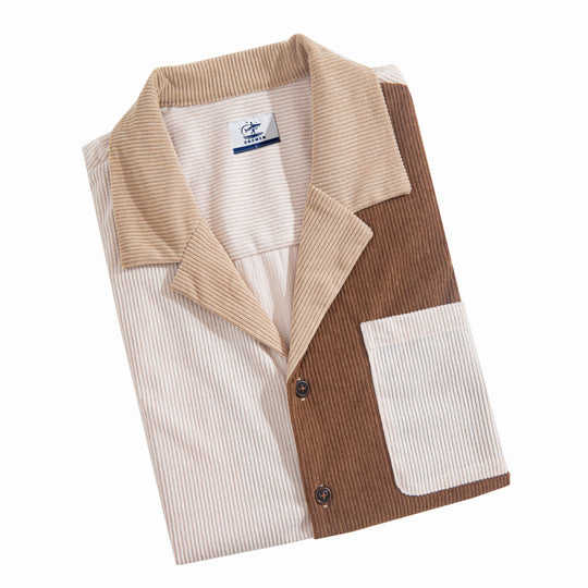 Coffee Brown Colorblock Corduroy